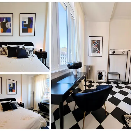 Black And White In Downtown With Ac, Wifi And Subway M1 M2 Airoport Connected, Station ميلان