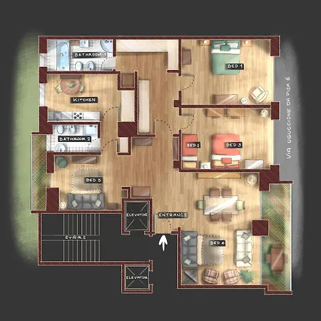 公寓 Luminous Stylish Quiet 150m2, Tre Torri
