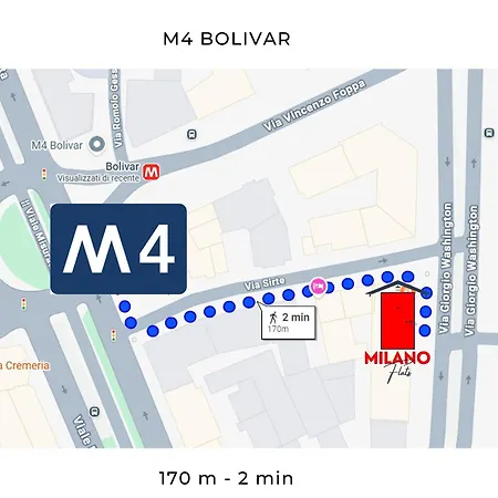 Milanoflats - Elegante Washington - M4 1min * Milánó