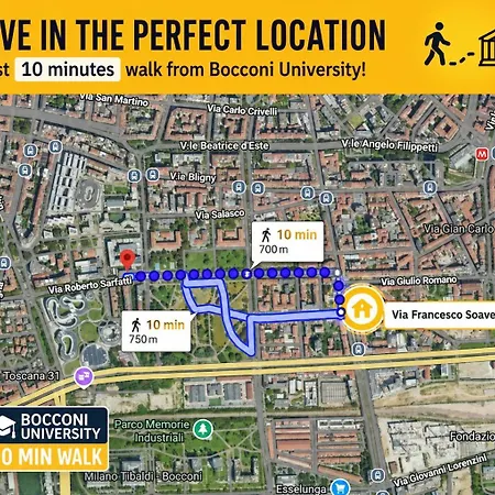New Design With Balcony, Bocconi 10 Min Walk, 4 Guests *
